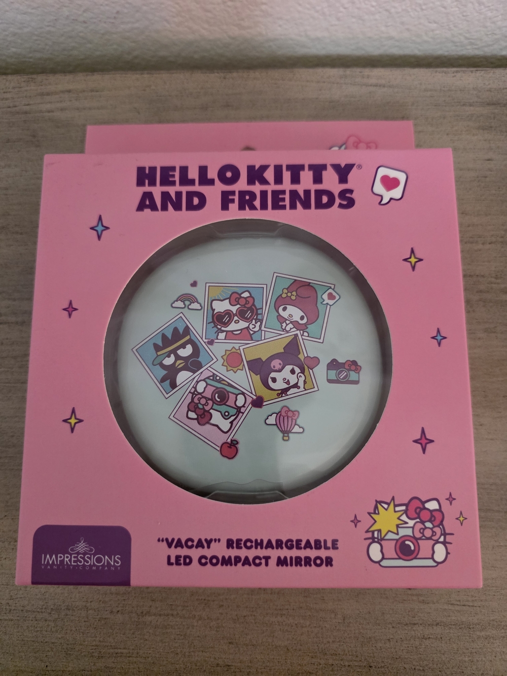 Hello Kitty and Friends Pink Rechargeable LED Compact Mirror